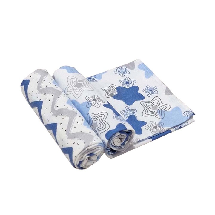 Scutece bebelusi, Motherbaby, flanel/bumbac, multicolor, cu model, 75x85cm