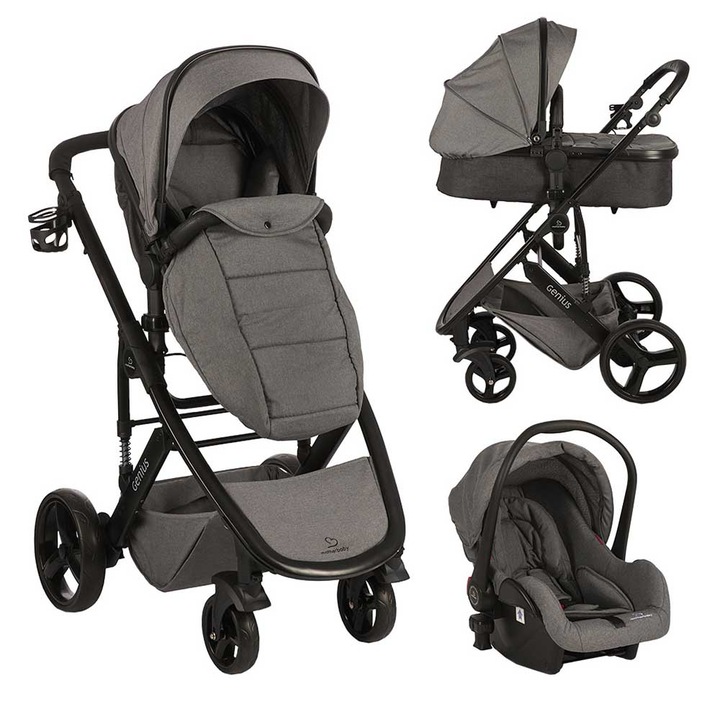 Carucior Motherbaby, Aluminiu, Gri Inchis, 0-20kg