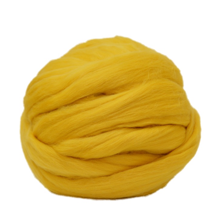 Fir gigant pentru tricotat cu mana, lana merinos, galben, 1 kg