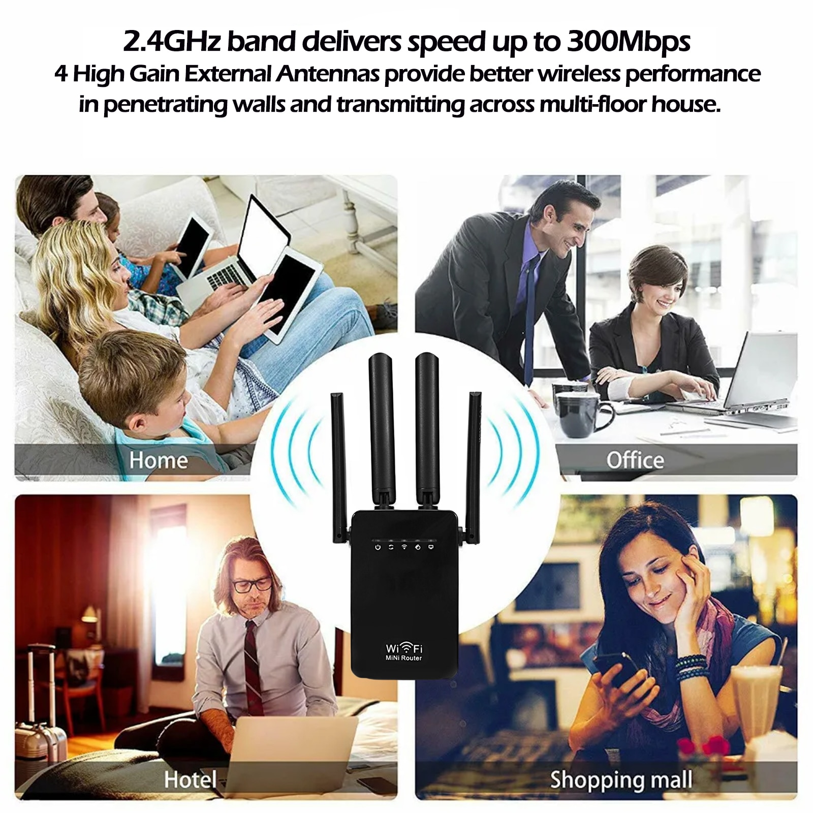 Semnal Router Cu Sim Amplificator de semnal wireless cu 4 antene, NUODWELL, Retea 2.4 GHz ...