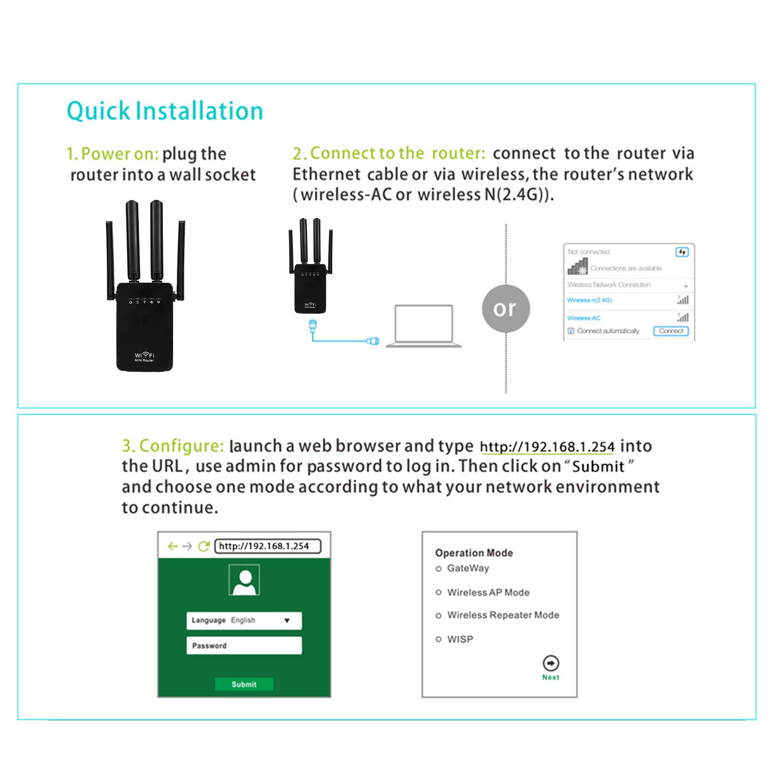 Semnal Router Cu Sim Amplificator de semnal wireless cu 4 antene, NUODWELL, Retea 2.4 GHz ...
