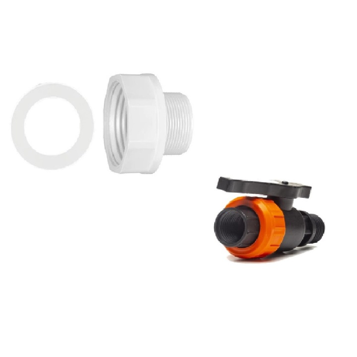 Set Adaptor, Reductie pentru Butoi IBC 1000L FE 1" cu robinet 1" FI-FE