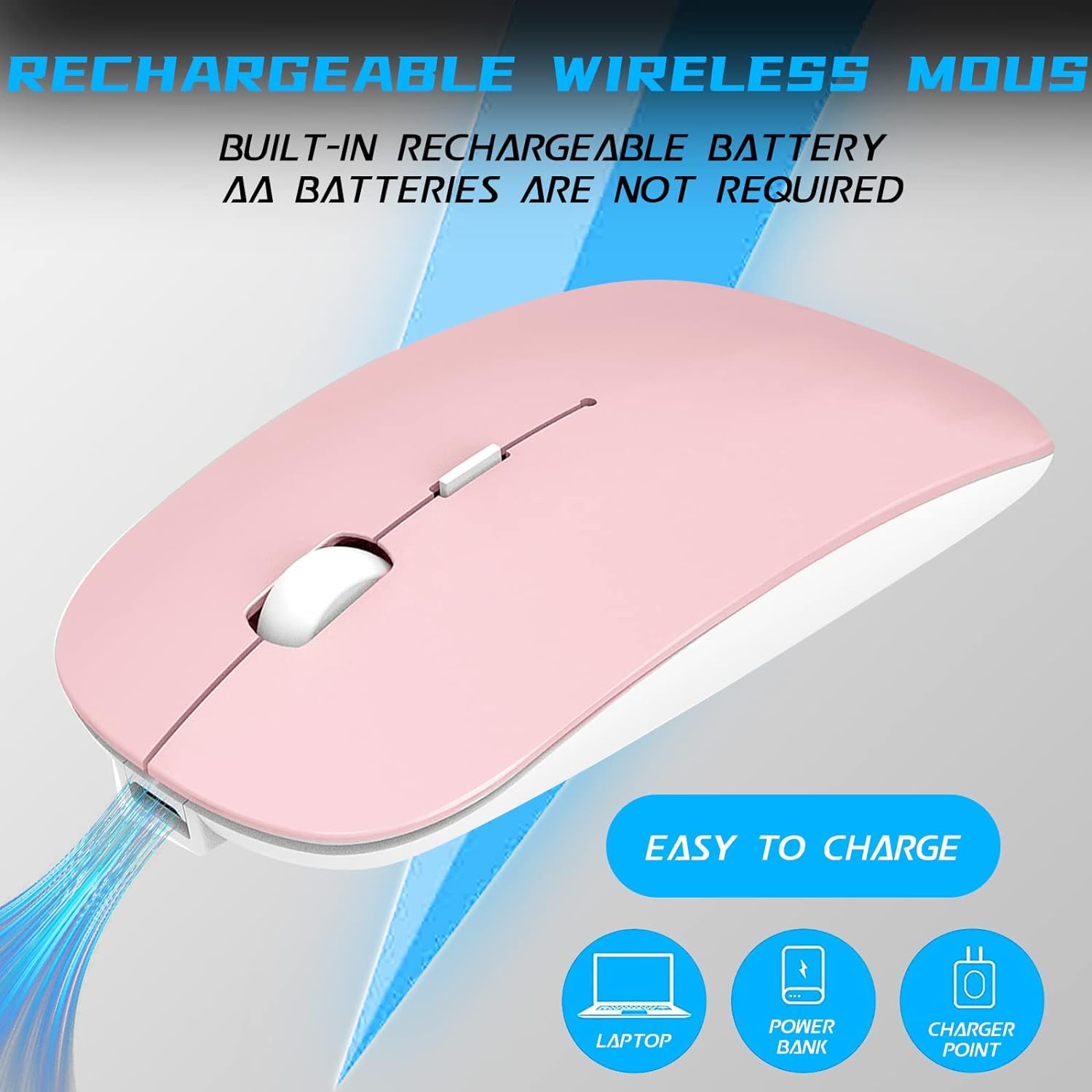 Mouse Roz Bluetooth si Wireless, Sigloo, Silent, Slim, DPI ajustabil ...