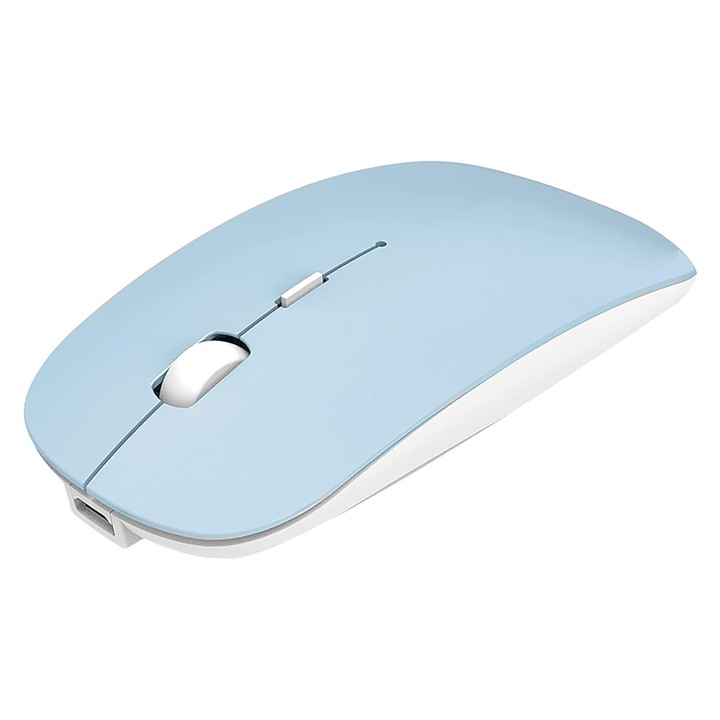 Mouse Albastru Bluetooth si Wireless, Sigloo, Silent, Slim, DPI ajustabil 800/1200/1600, reincarcabil, compatibil cu orice tableta, smartphone, laptop, Tv, calculator
