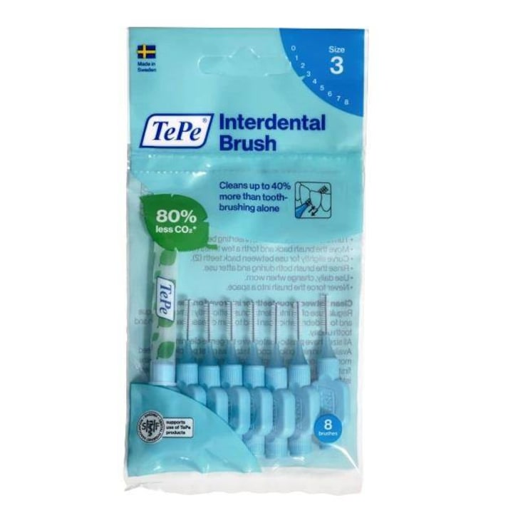 Set 8 periute interdentare, TePe, 0.6 mm, Albastru