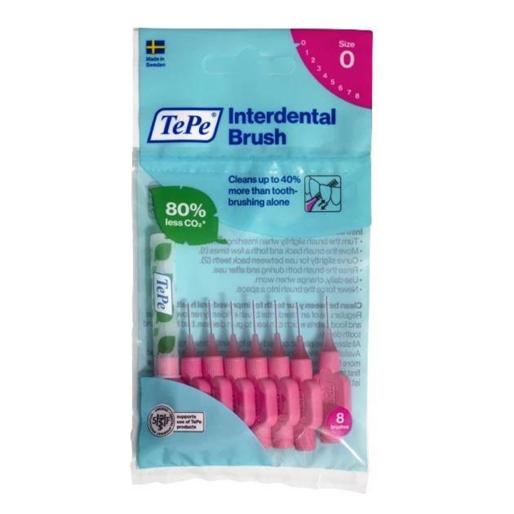 Set 8 periute interdentare, TePe, 0.4 mm, Roz
