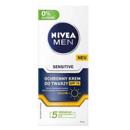 Защитен крем за лице, Nivea Men Sensitive, SPF15, 75 мл - eMAG.bg