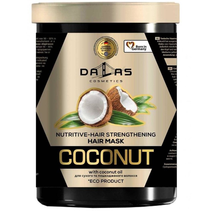 Masca de cocos pentru par slabit si deshidratat, Dalas, 1000g