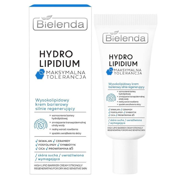 Lipidekben gazdag, erős regeneráló hatású krém Hydro Lipidium, Bielenda, 50 ml