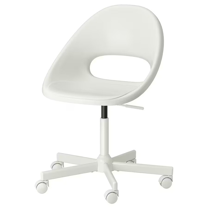 Ергономичен офис стол, въртящ се, бял