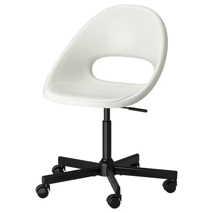 Ергономичен офис стол, въртящ се, Бял/черен