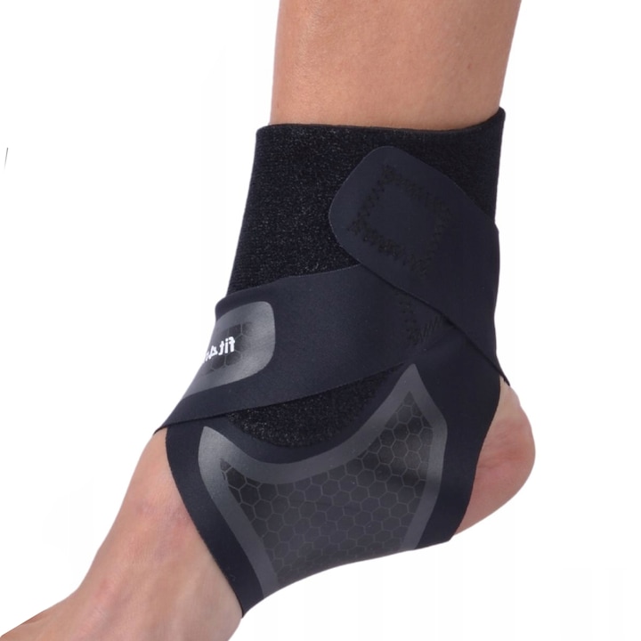 Stabilizator de glezna, Fit4Med, Drept, Marime universala, Neopren/Spandex/Poliester, Fara cusaturi, Negru