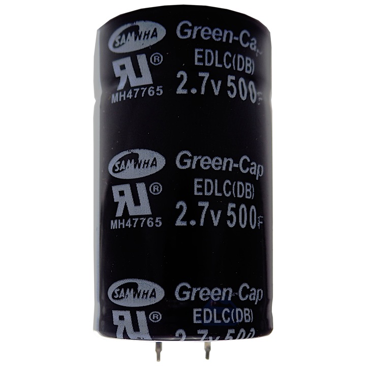 Condensator, SE, 2.7V, 500 Farad, 35.2 x 60.8 mm, Negru