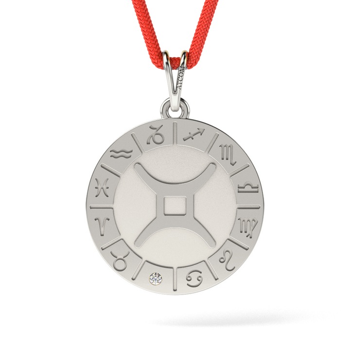 Pandantiv din aur alb cu snur model Gemini