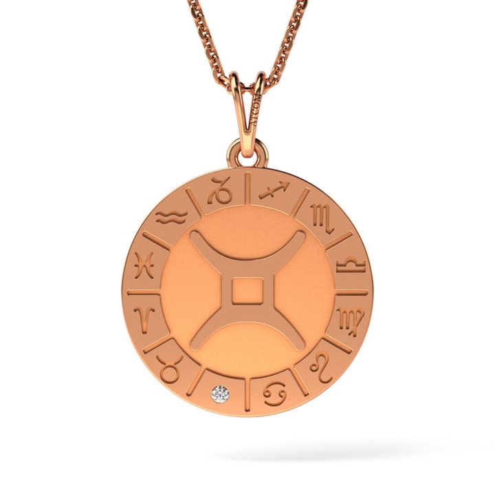 Lantisor cu pandantiv din aur roz model Gemini