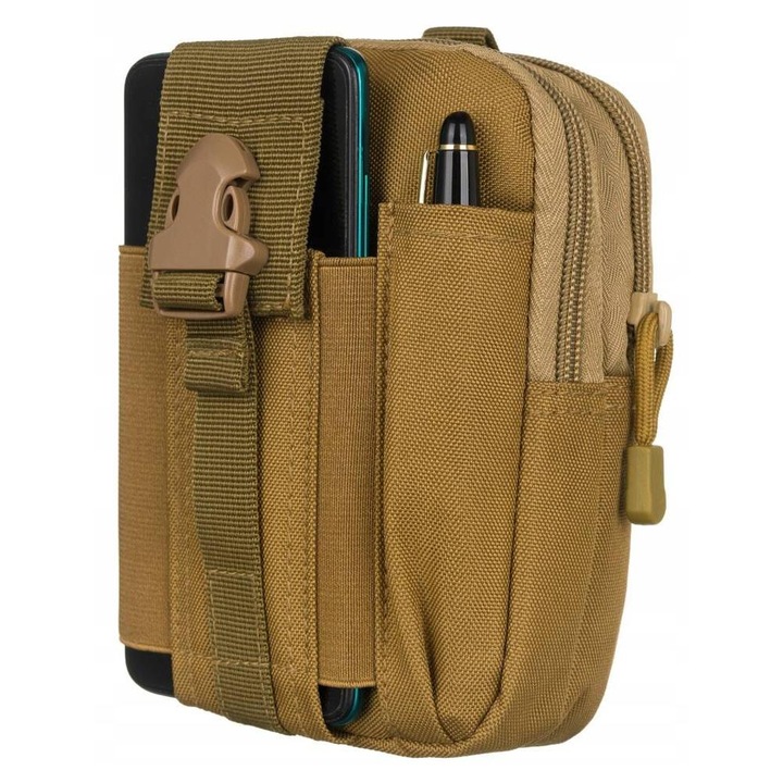 Geanta barbati, textil, kaki, Peterson, bl064, 17 x 11 x 4 cm