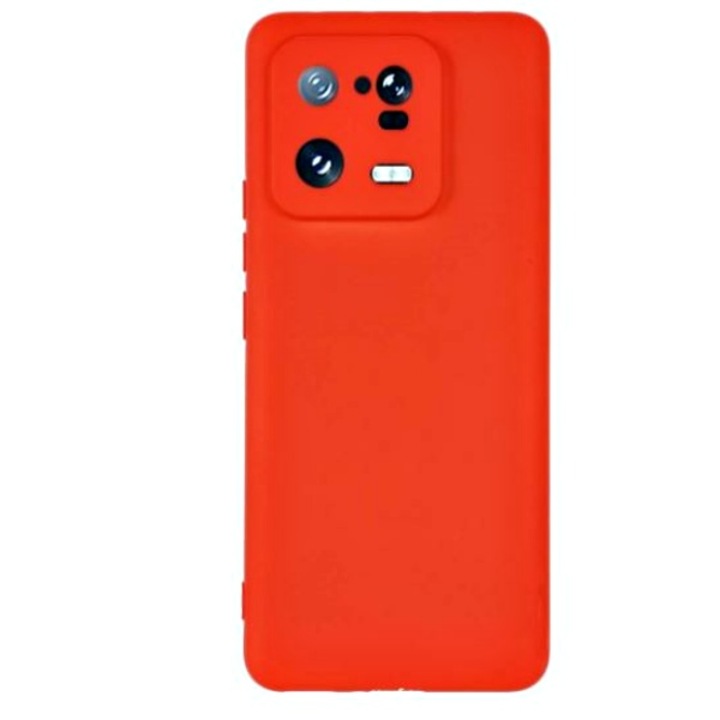 Калъф за телефон, съвместим с XIaomi 13 Pro, Silicon Cover с микрофибърна вътрешна част и защита на камерата, Червен, Atlas
