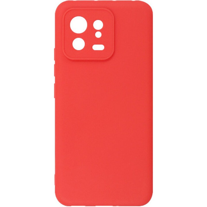 Калъф за телефон, съвместим с XIaomi 13, Silicon Cover с микрофибърна вътрешна част и защита на камерата, червен, Atlas