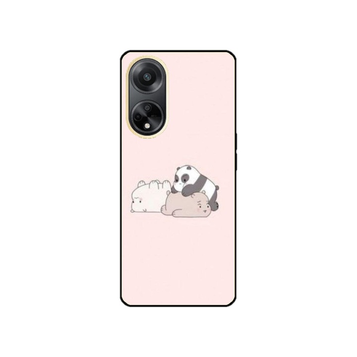 Husa personalizata HQPrint si Folie de Silicon pentru OPPO A17, model Bears #3, multicolor, S1D1M0115