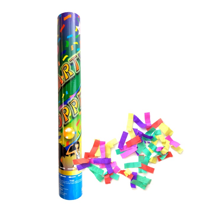 Tun confetti 40 cm, hartie multicolora, Endless