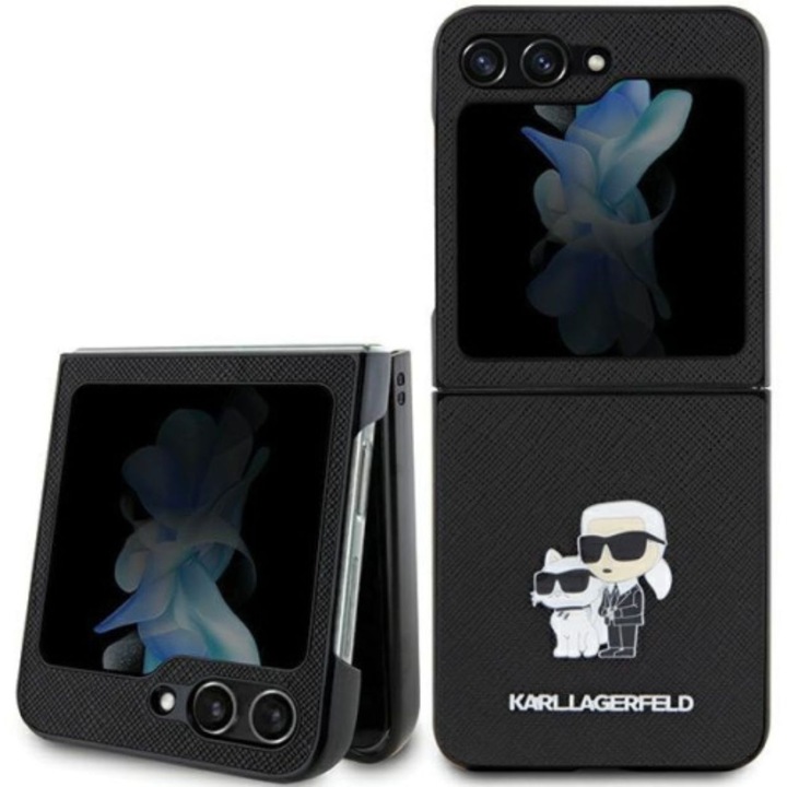 Калъф Karl Lagerfeld PU Saffiano Karl & Choupette, съвместим с Samsung Galaxy Z Flip5 черен