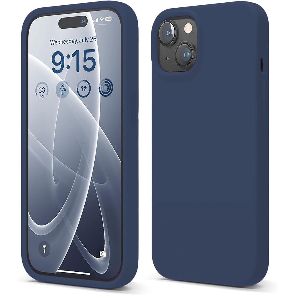 Husa CASEY STUDIOS™ pentru Apple iPhone 15, Soft Silicone Premium, Microfibra in Interior, Midnight Blue, de Protectie, Ultra Slim, pentru Incarcare Wireless, Margini Ridicate pentru Protectia Ecranului si a Camerelor