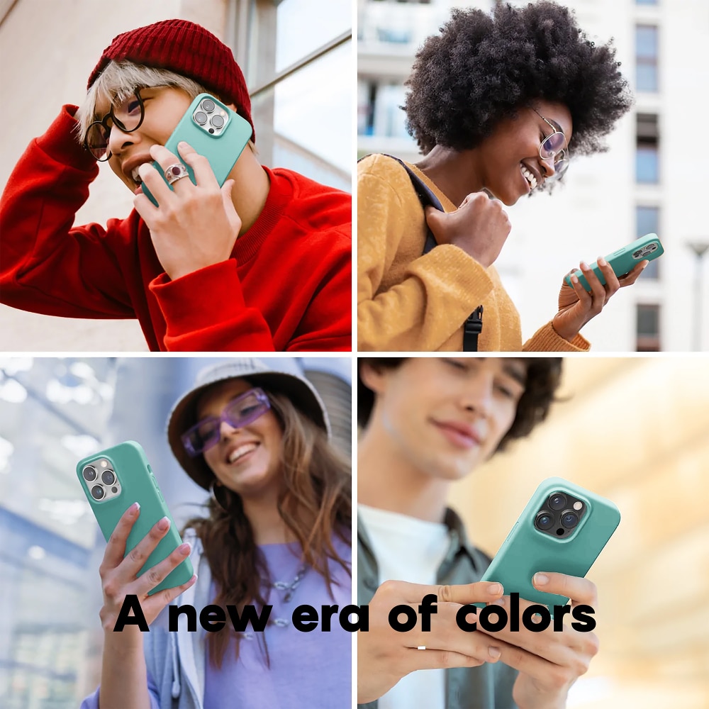 Husa CASEY STUDIOS™ compatibila cu iPhone 14, Soft Silicone Premium, Microfibra in Interior, Turqoise, de Protectie, Ultra Slim, pentru Incarcare Wireless, Margini Ridicate de Protectia Ecranului si a Camerelor