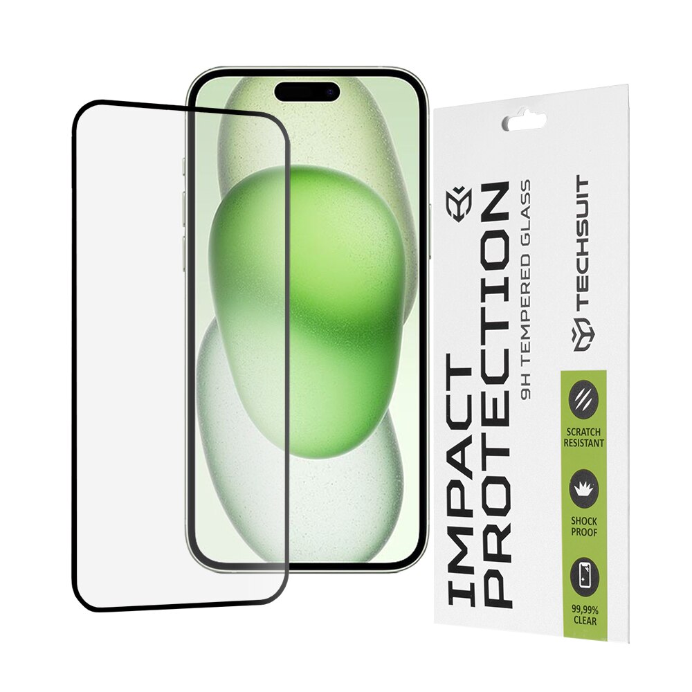 Folie protectie de sticla Techsuit pentru iPhone 15 Plus, negru