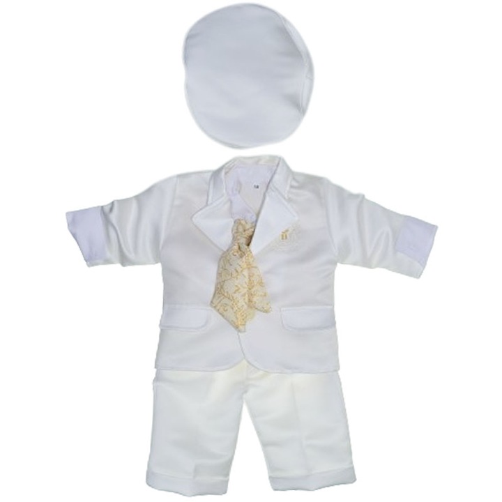 Costum elegant din 6 piese pentru baieti Krasnal C101123-6, Crem 56 CM