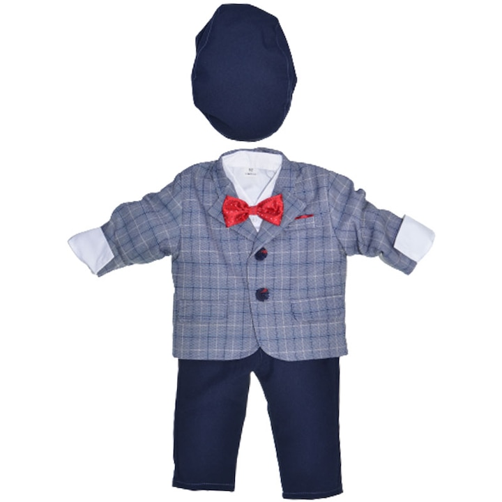 Costum elegant din 5 piese pentru baieti Krasnal C101123-12, Albastru 62 CM