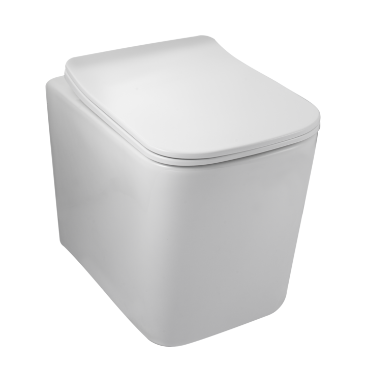 Vas WC suspendat, Balneo, LUGA, fabricat din ceramica rezistenta, design modern, cu placa care se inchide incet si kit de asamblare, foarte rezistent, se potriveste cu ramele Balneo, nu pateaza, Alb