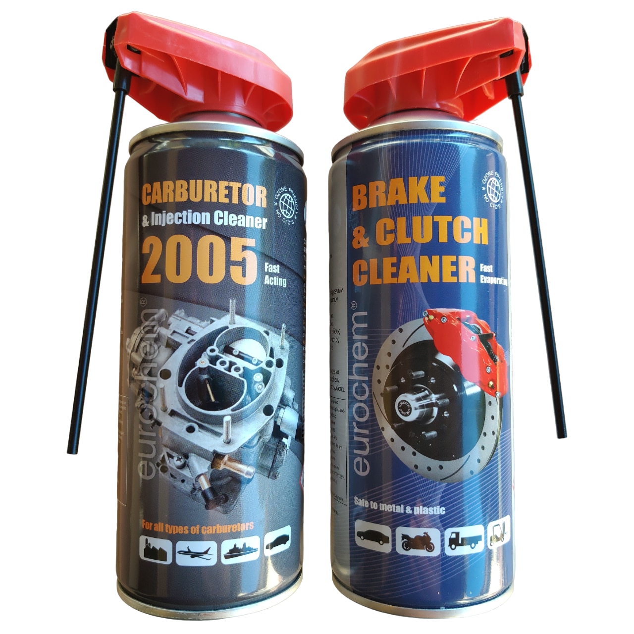 Set x 2 spray industrial, Brake & Clutch + Carburetor & Injection Cleaner, Eurochem, 400ml