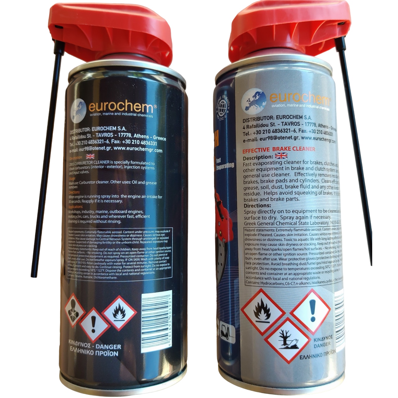 Set x 2 spray industrial, Brake & Clutch + Carburetor & Injection Cleaner, Eurochem, 400ml