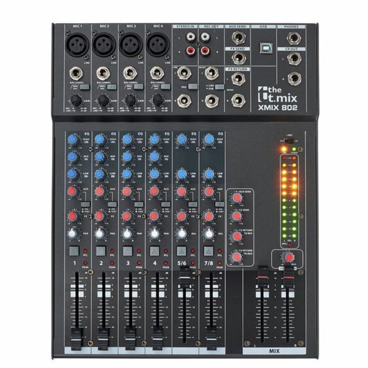 Mixer audio the t.mix xmix 802 USB cu 8 canale si interfata USB/PC, iesire balansata XLR