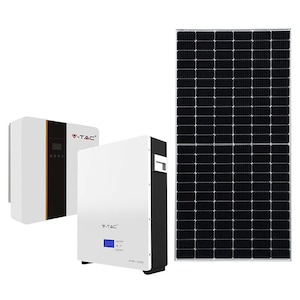 Kit 12 panouri solare fotovoltaice 30mm, Invertor Hybrid ON Grid/OFF Grid monofazat, 5 kW IP65, baterie 100 Ah, 5120 Wh