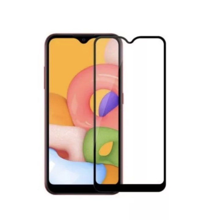 Folie de protectie compatibila cu Samsung A02S, Polimer, Negru-Transparent