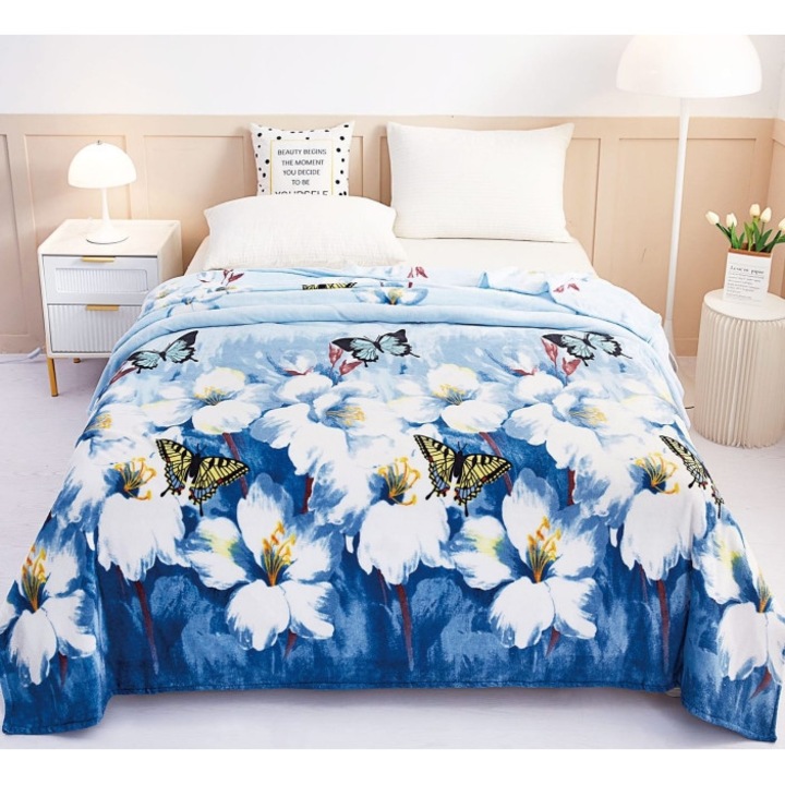 Одеяло Cocolino, 2 души, 200x230см, Бели цветя, Многоцветно