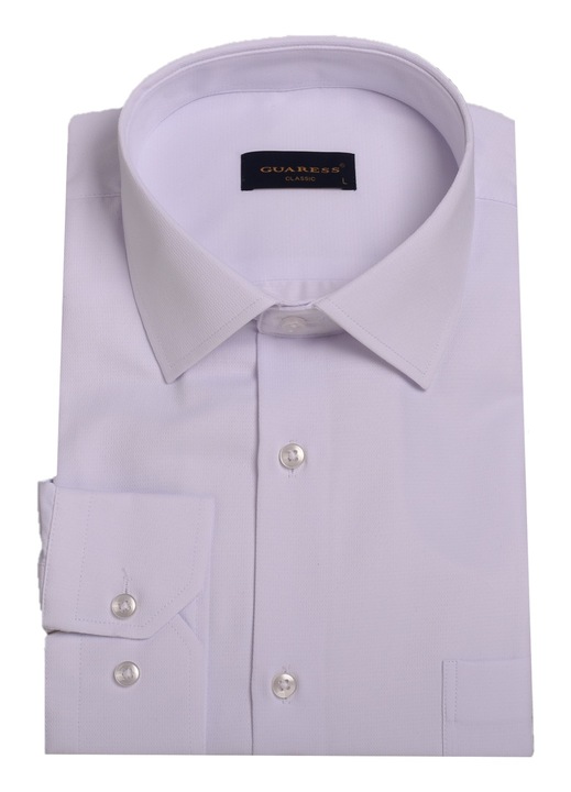 Camasa Guaress din amestec de bumbac, Model geometric discret, Tipar Clasic, GS30015-T4, S, Alb