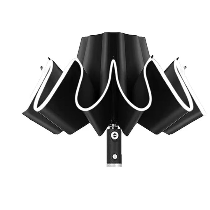 Teleszkópos esernyő LED világítással, UV védelemmel, 105cm, Fekete
