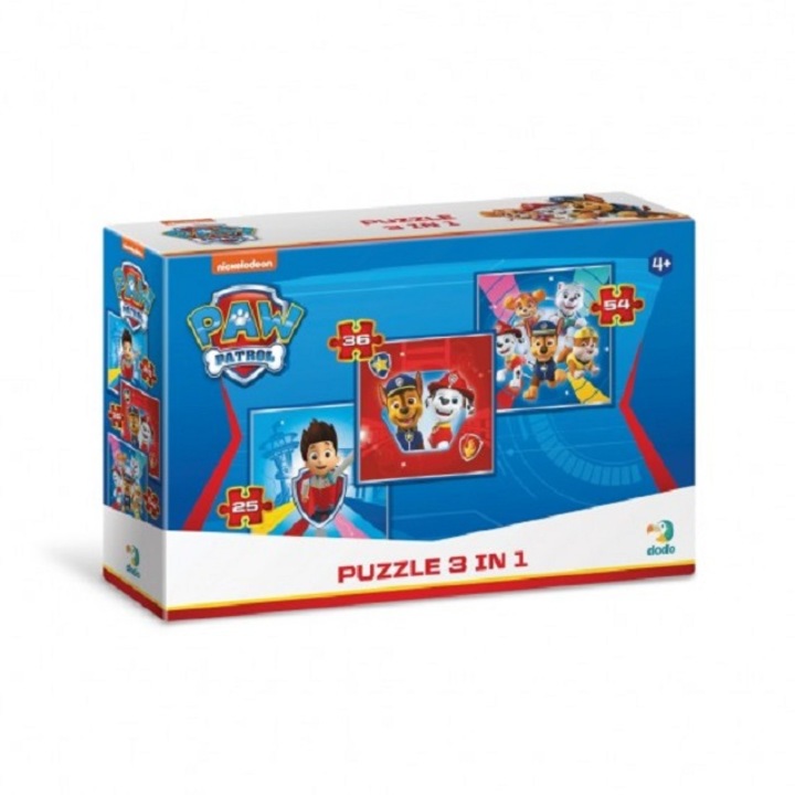 Puzzle 3 in 1 Paw Patrol, A csapat készen áll a kalandra! Dodó