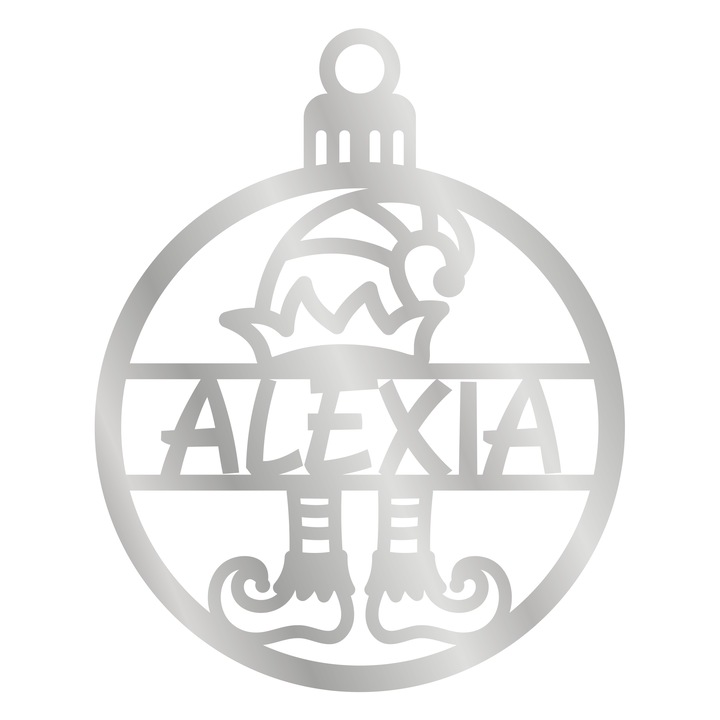 Glob cu nume, Inedit Print, G109, Oglinda Argintie, 8 cm