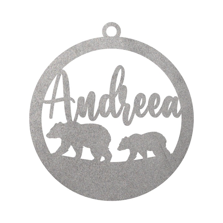 Glob cu nume, Inedit Print, G132, Argintiu, 10 cm