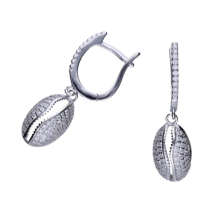 Cercei Silver Berry, Scoici Stralucitoare, cu zirconii, din argint