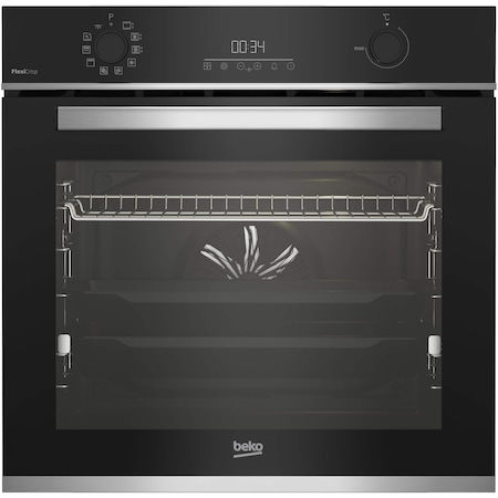 Cuptor incorporabil Beko BBIM13300XFFMP, Electric, 72 l, Autocuratare pirolitica, FlexiCrisp, AEROperfect, RecycledNet, SteamShine Cleaning, Rafturi telescopice, SoftClose door, Grill, 3D Cooking, Display LED, Control touch, Clasa A+, Negru