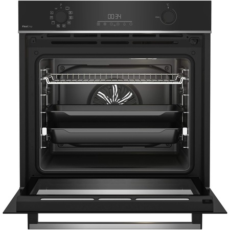 Cuptor incorporabil Beko BBIM13300XFFMP, Electric, 72 l, Autocuratare pirolitica, FlexiCrisp, AEROperfect, RecycledNet, SteamShine Cleaning, Rafturi telescopice, SoftClose door, Grill, 3D Cooking, Display LED, Control touch, Clasa A+, Negru