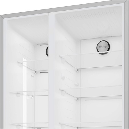 Side by side Beko GN1603140XBN, 580 l, NeoFrost Dual Cooling, HarvestFresh, Compresor inverter,Cutie legume si fructe, Display touch control, Clasa E, H 179 cm, Inox