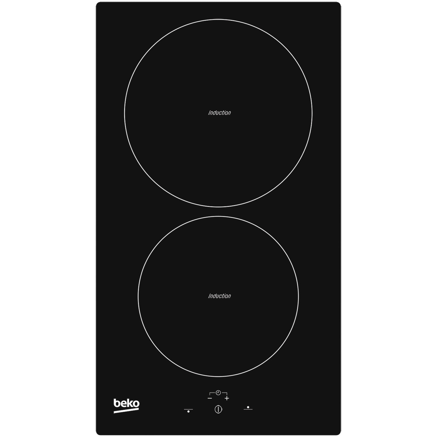 Plita incorporabila Beko HDMI32400DT, Inductie, 2 zone de gatit, Booster, Timer, Control touch, Stop & Go, SlimDesign, Indicator caldura reziduala, 30 cm, Negru