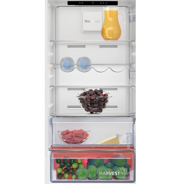 Combina frigorifica incorporabila Beko BCNA275E5SN, 254 l, Clasa D, NeoFrost Dual Cooling, Harvest Fresh, Compresor ProSmart Inverter,Dairy, Display touch control, H 177.5 cm