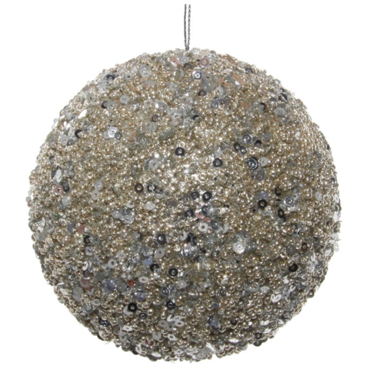 Glob sirag de margele si paiete, argintiu, 10 cm