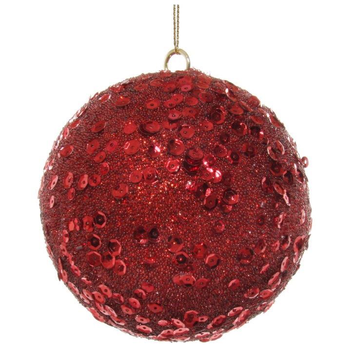 Glob minge de margele-paiete, rosu, 10 cm